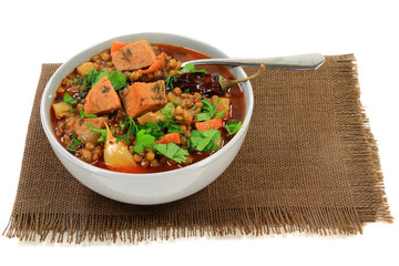 Brown Lentil Soup with Sausage