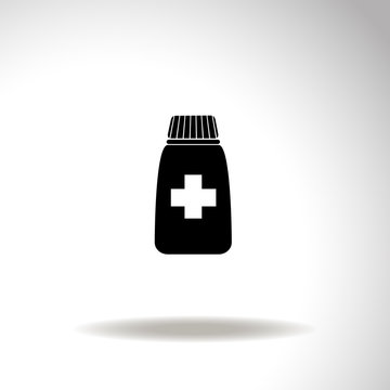 Medicine bottle vector icon.