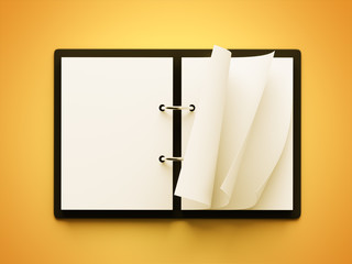 Blank White Paper Notepad isolated on yellow background