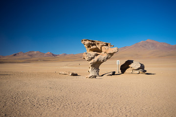 Fototapeta na wymiar Sandy desert stretch on the Bolivian Andes