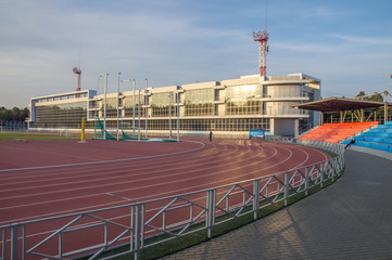 Беговые дорожки на стадионе. Комплекс спортивный.