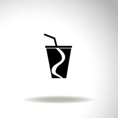 Disposable cup for beverages vector icon.