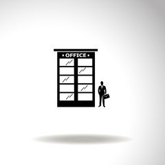 Office building icon with businessman