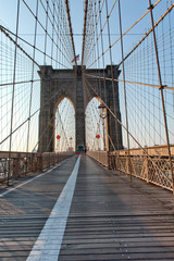 View along the pedestrian walkway, Brooklyn Bridge