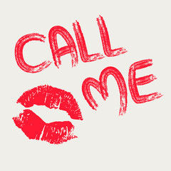 Conceptual illustration with imprint of lipstick