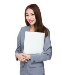 Fototapeta premium Asian Businesswoman hold with laptop computer