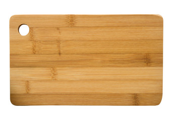Bamboo cutting board isolated on white background