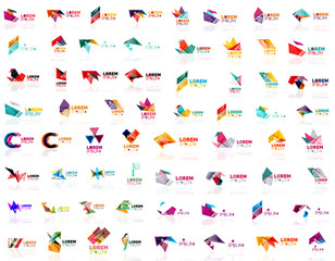 Fototapeta na wymiar Paper style geometric shapes with glass effects. Corporate abstract logo design icon concepts