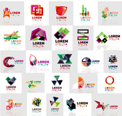 Collection of colorful abstract origami logos