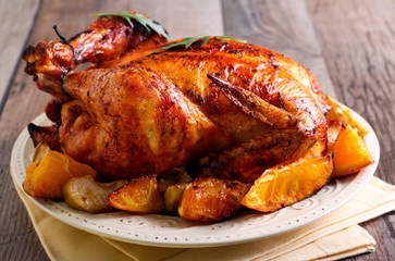 Roasted citrus chicken on plate