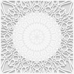 3D seamless white background, frame for pictures, Arabic and Indian ornament, vector EPS10