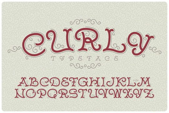 Vintage font with small decorative ornate. Curly typeface.