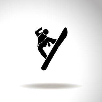 Snowboard jump vector icon