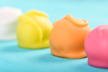 Fondant Candies On Turquoise Background