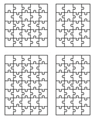 Vector illustration of four white puzzles, separate pieces