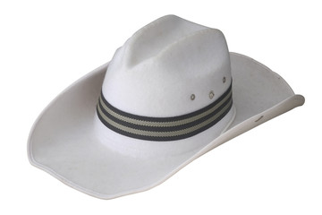 White flannel cowboy hat / White flannel cowboy hat on white background.