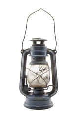 Old dirty kerosene lamp / Old dirty kerosene lamp on white background. - 99279340