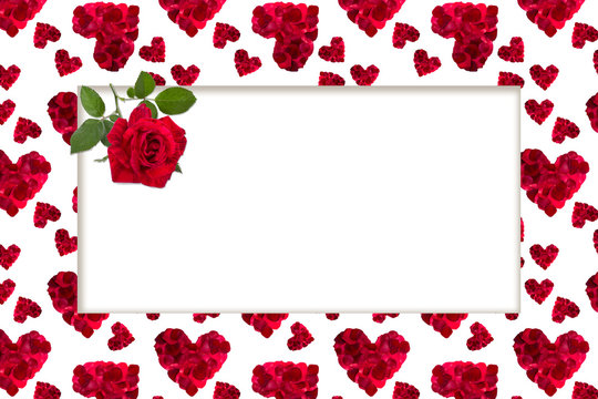  pattern red heart rose petals greeting card  billet