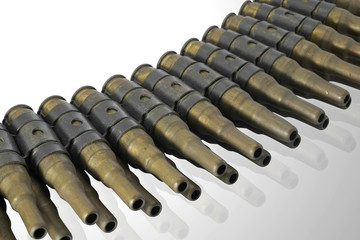 Chain of cartridges, used / Chain of cartridges, used on the table.