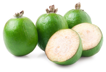 Tropical fruit feijoa isolated on white background