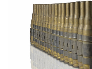 Chain of cartridges, used / Chain of cartridges, used on the table.