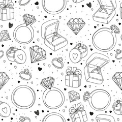 vector hand drawn seamless pattern with engagement items
