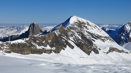 Fototapeta na wymiar Mt Brun, view from the Glacier De Diablerets ski area