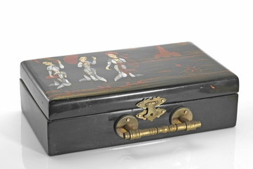 Vintage wooden casket / Vintage wooden casket on white background.