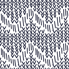 Hand drawn seamless indigo and white checkmark texture