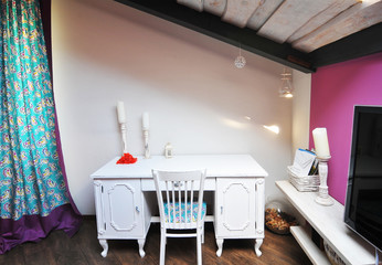 White dresser in classic bedroom