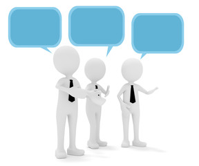 3D M&auml;nnchen Diskussion Sprechblasen blau