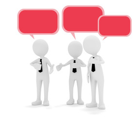 3D M&auml;nnchen Diskussion Sprechblasen rot