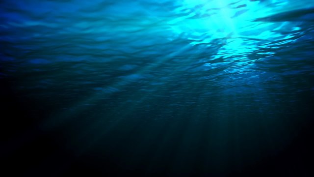 Underwater scene with light rays.  Hight Definition 1080p, 3d animation