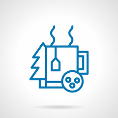 Obraz premium Simple blue line winter tea vector icon