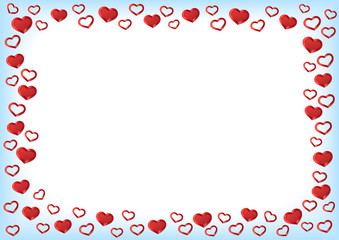 Valentines Day Background. Red Hearts Border Frame. Vector Frame with Space for your Text.