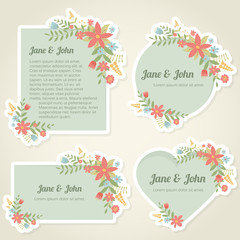 Obraz premium Collection of romantic vintage banners with flowers made as a stickers
