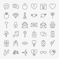 Valentine Day Line Icons Big Set