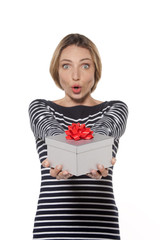Woman with gift box