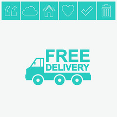 Truck vector icon. Free delivery icon.