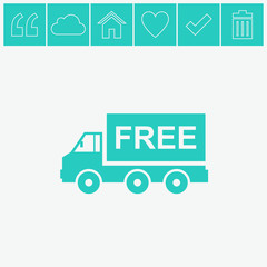 Truck vector icon. Free shipping icon.