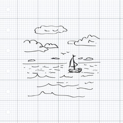 Simple doodle of a sailboat