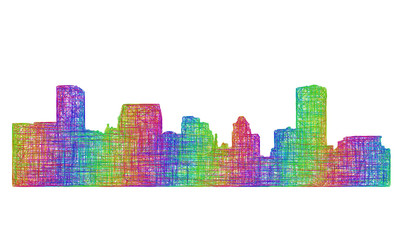 Baltimore skyline silhouette - multicolor line art