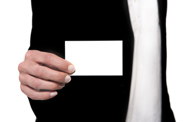 Naklejka premium corporate business person hand holding a visit card