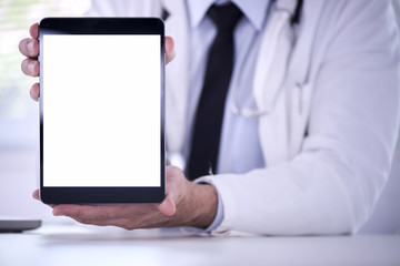 Doctor with digital tablet