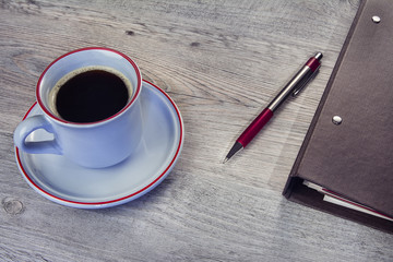 Coffee break with blue cup