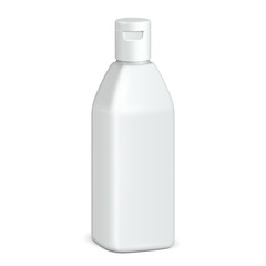 Beverage Drink, Cosmetic Or Hygiene Grayscale White Plastic Bottle Of Gel, Liquid Soap, Lotion, Cream, Shampoo. Ready For Your Design. Illustration Isolated On White Background. Vector EPS10 