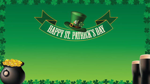Saint Patricks Day dark beer \widescreen background EPS 10 vector royalty free stock illustration