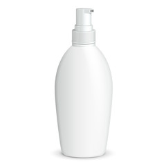 Gel, Foam Or Liquid Soap Dispenser Pump Plastic Bottle White. Ready For Your Design. Product Packing Vector EPS10 