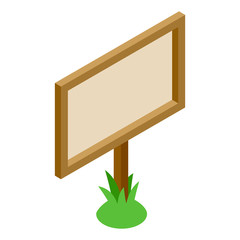 Signboard in the grass 3D isometric icon