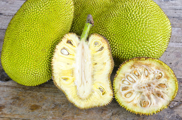 Cross-section ripe fruit of giant Jack-fruit.